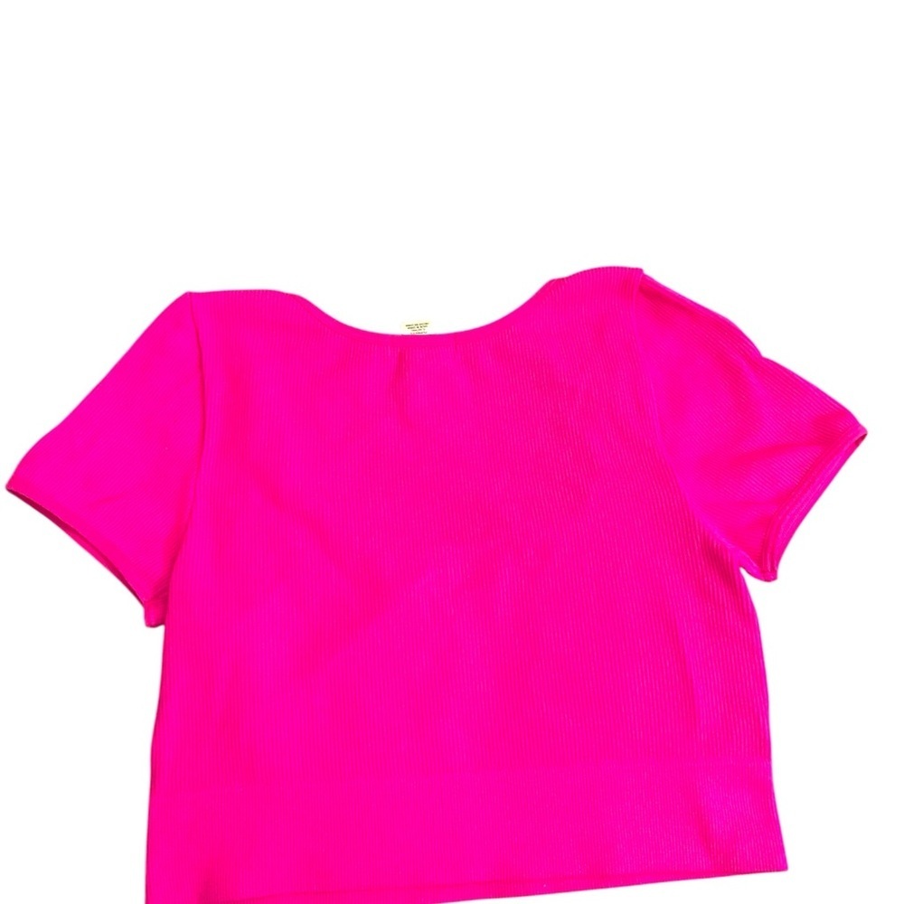 Bozzolo Pink Fitted Cap Sleeve Crop Top - Picture 3 of 4